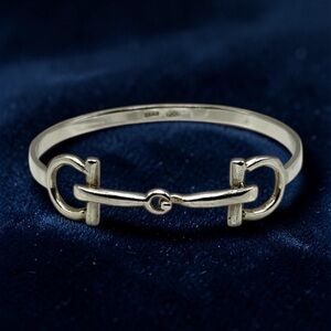 Vintage Snaffle Bit Equestrian Bangle Bracelet 900 Silver 7” 13.2g
